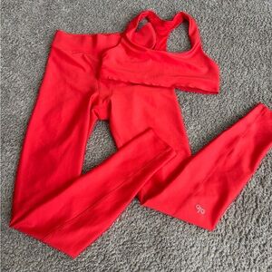 Alo Yoga Red Hot Summer Bra & Leggings Set / Sizes SM and XS